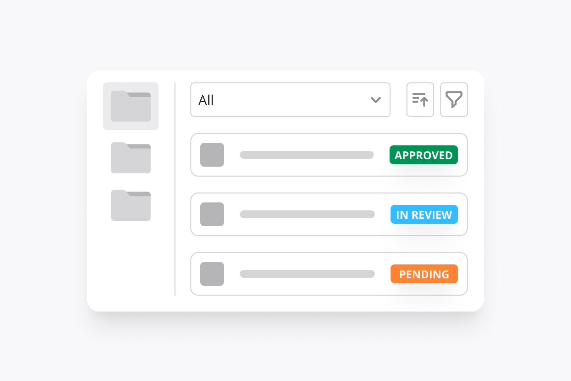 Project organization dashboard showing multiple client campaigns and filtering options